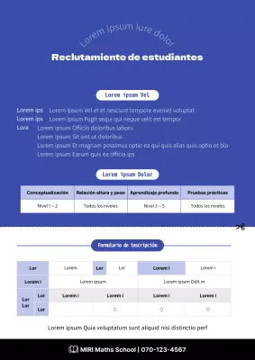Concepto de color azul y mesa limpia para un curso de verano en una escuela de matemáticas.