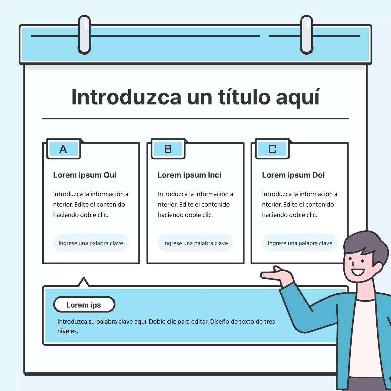 Light Blue Note Concept Tarjeta con bonitas ilustracionesNoticias