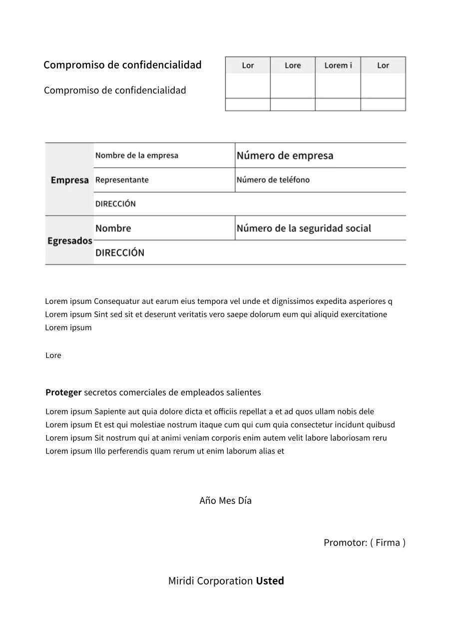 Compromiso de confidencialidad para documentos empresariales con aspecto negro