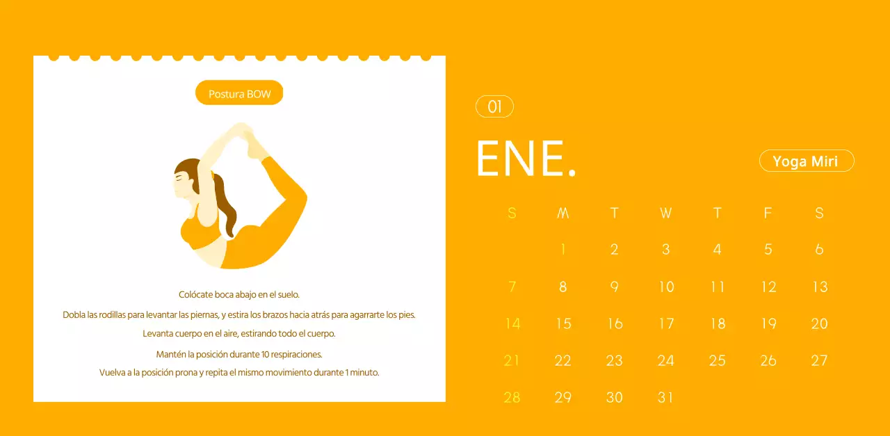 Calendarios naranjas para regalar cuando promocione su estudio de yoga
