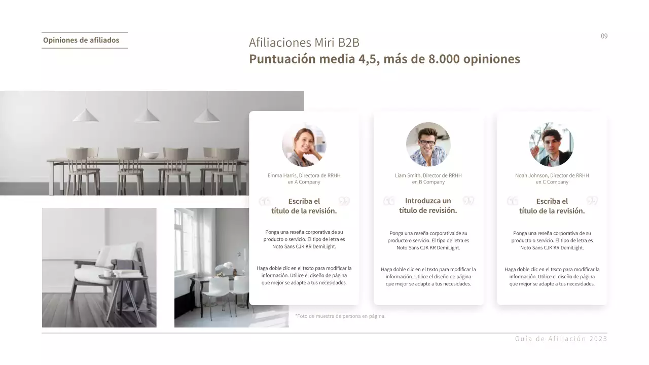 Presentación de la propuesta de servicio de afiliación de mobiliario corporativo de Braunton