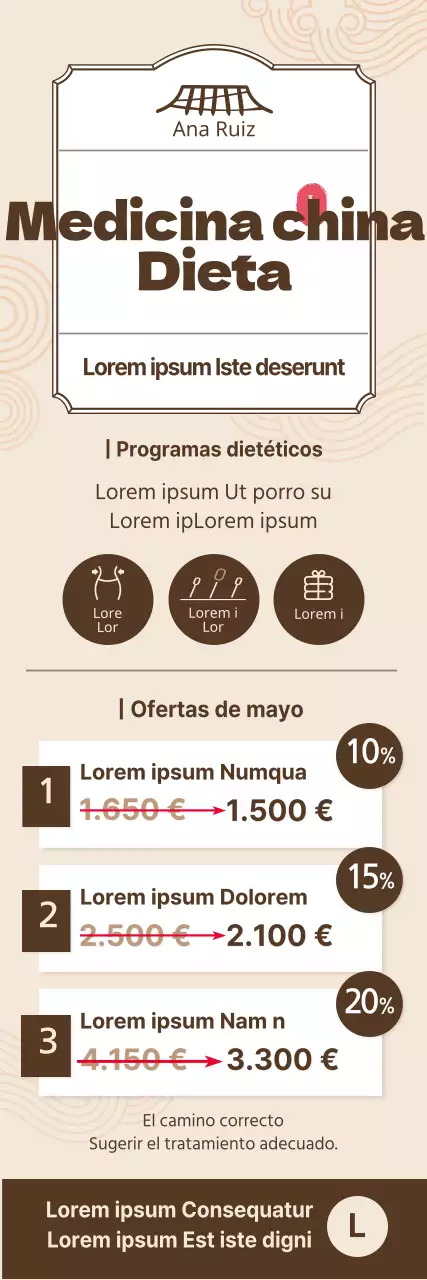Estilo sencillo en amarillo y marrón Lista de precios del programa dietético de medicina china