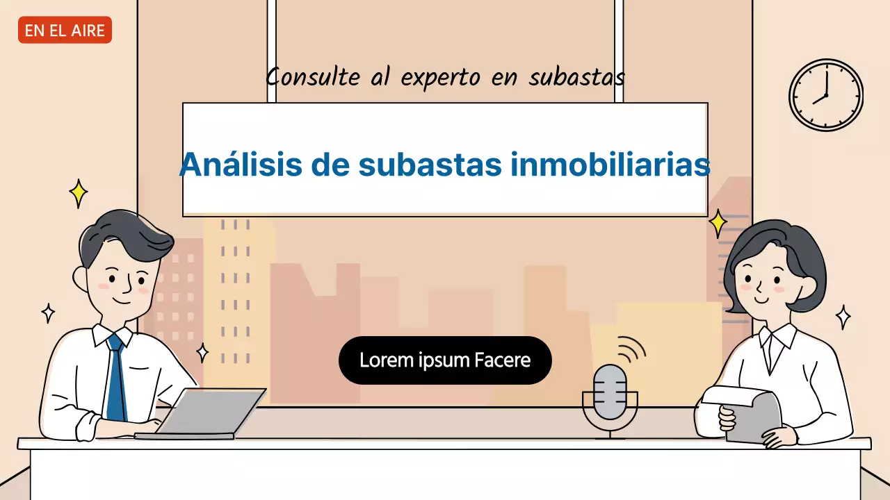 Miniatura en YouTube de una subasta inmobiliaria con una cabina de radio rosa Concepto de preguntas y respuestas