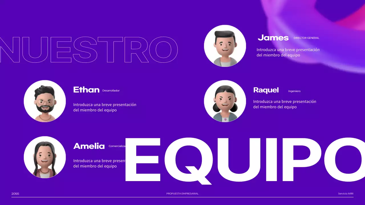 Pitch deck de imágenes en degradado de formas 3D de color púrpura