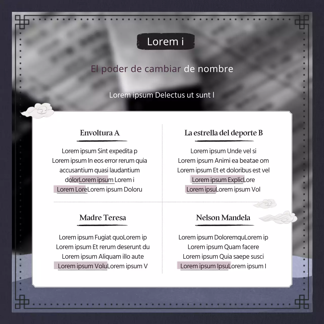 Nomenclatura tradicional y clásica en azul marino y negro