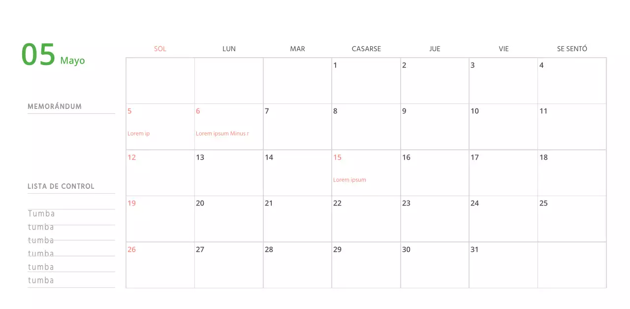 Bonito calendario de sobremesa ilustrado de temática familiar en color verde