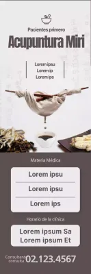 Un concepto sencillo en negro, marrón y gris pálido para la clínica de medicina oriental