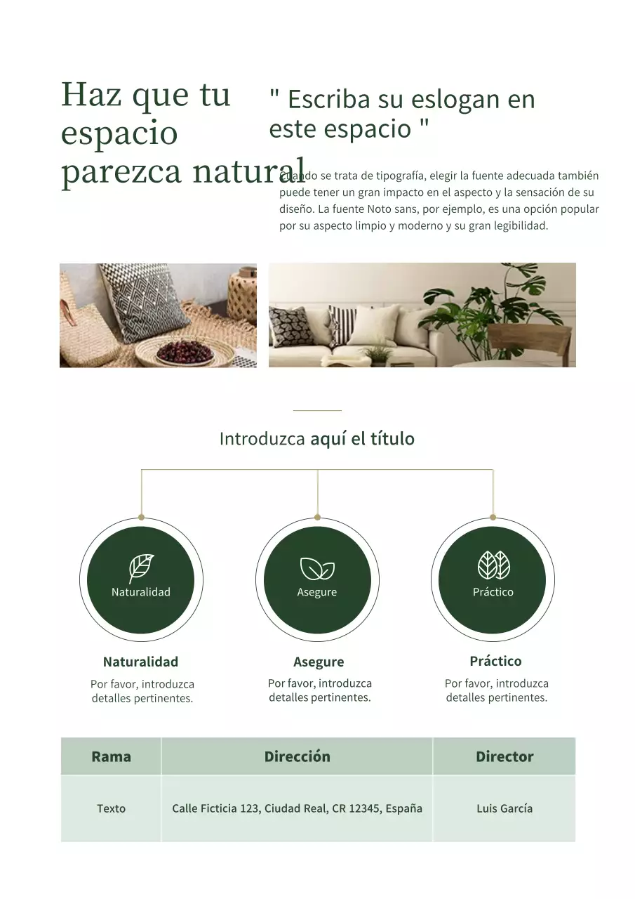 Tema de cartera de materiales de interior en verde y marrón (Retrato Documentación corporativa)