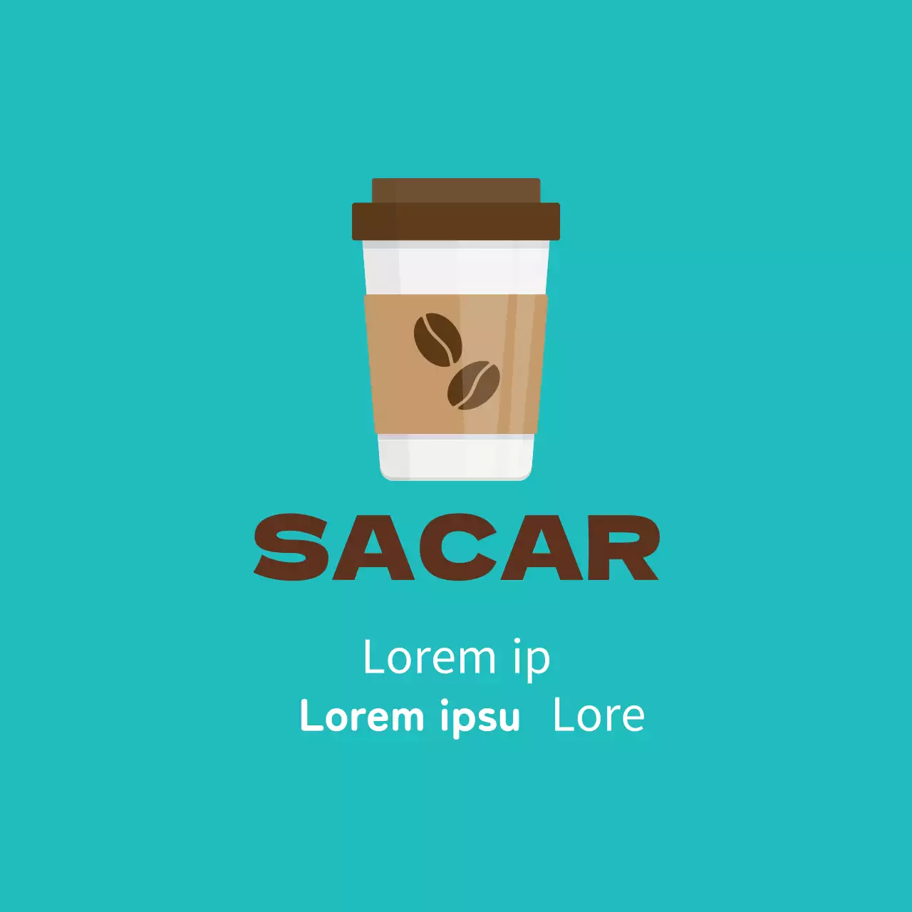 Etiqueta ilustrada marrón menta para embalaje de café