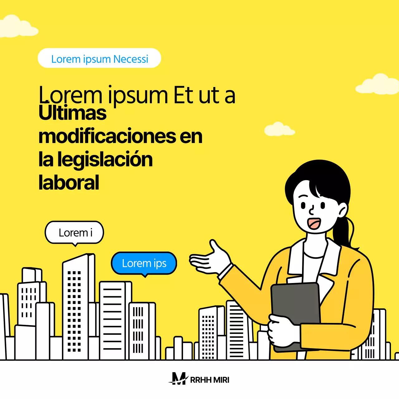 Ilustración amarilla Concepto Modificación de la Ley del Trabajo Guía de la Ley de Igualdad de Género