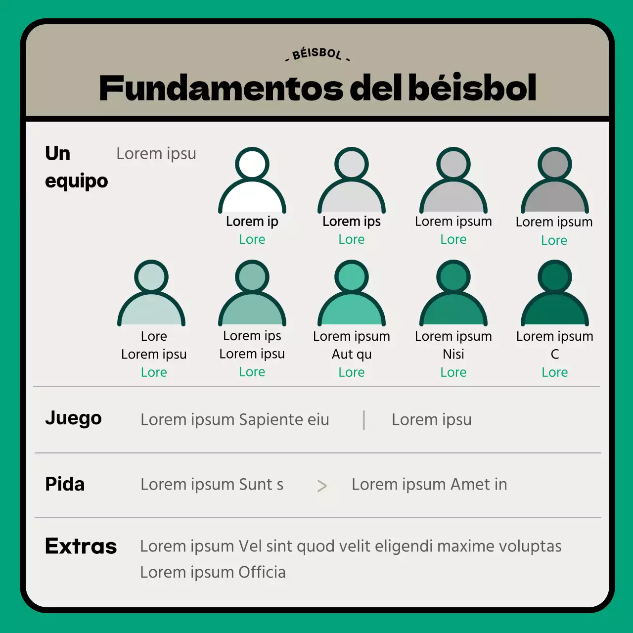 Beige Turquesa Béisbol Moderno Información