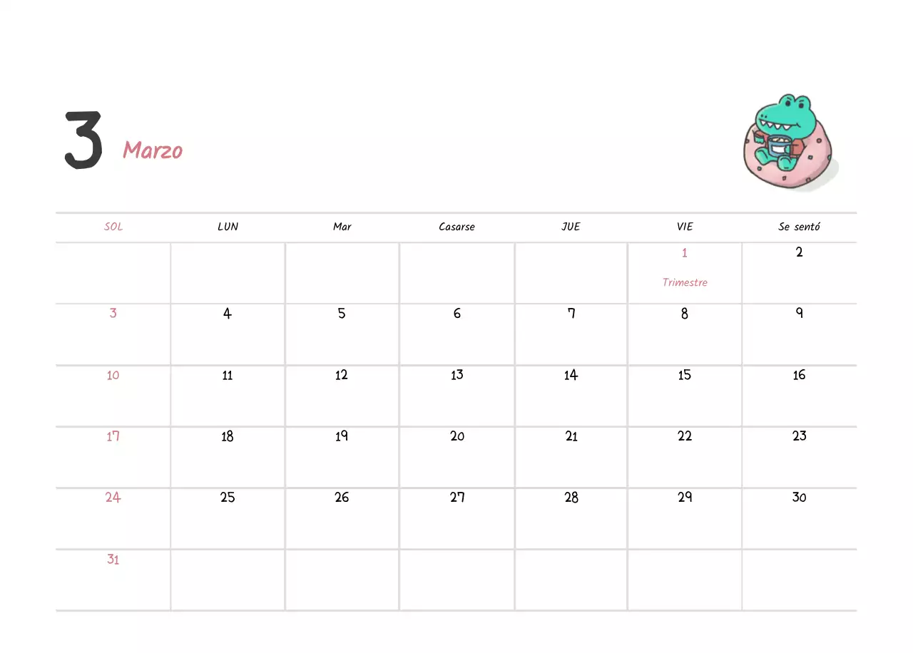 Un calendario con un bonito concepto de ilustración de Argo