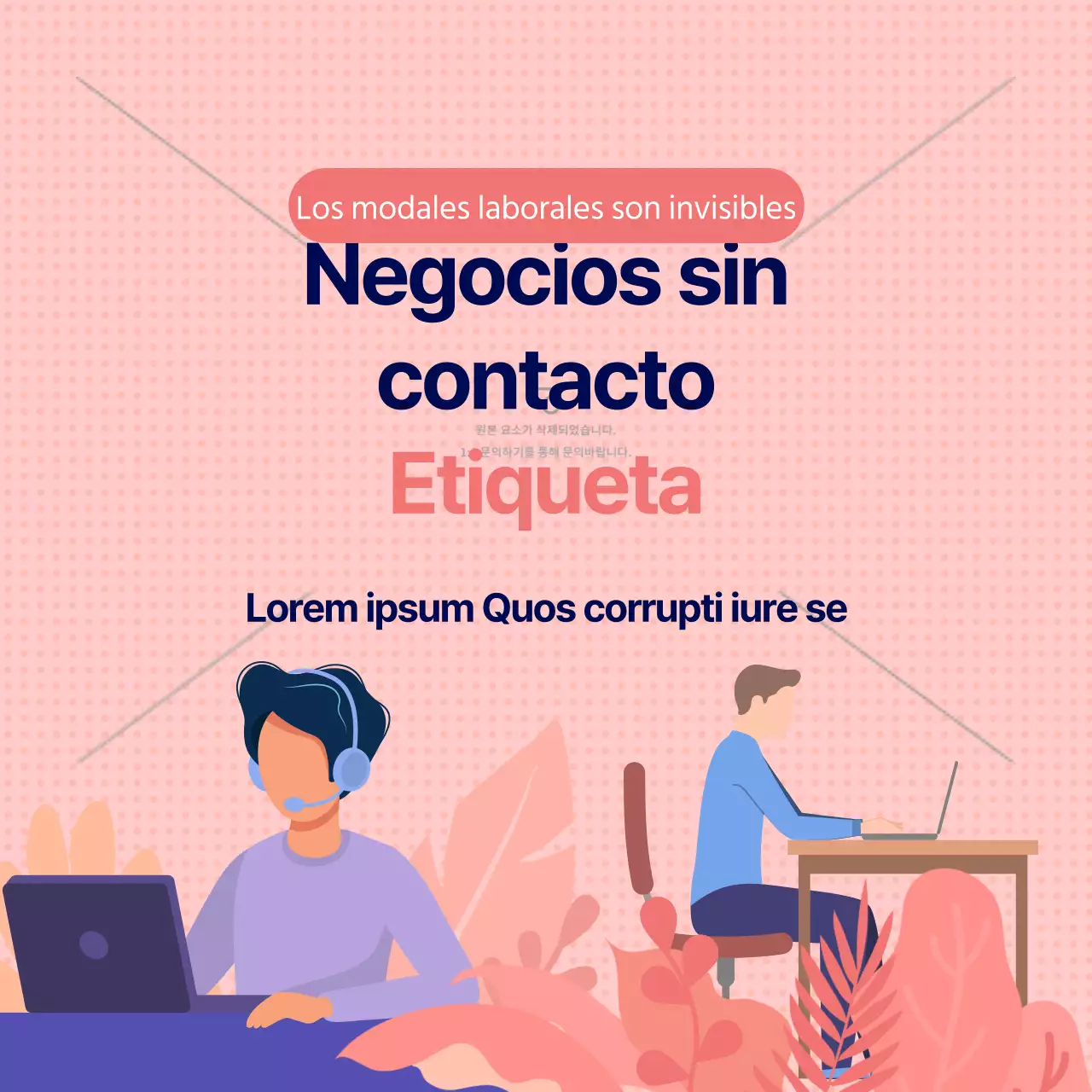 Etiqueta empresarial sin contacto rosa y azul