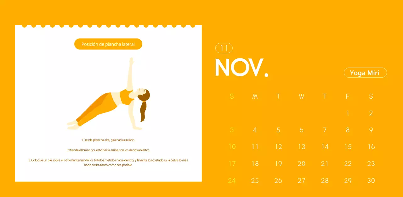 Calendarios naranjas para regalar cuando promocione su estudio de yoga