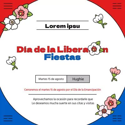 Un post oriental del Día de la Independencia en rojo y azul