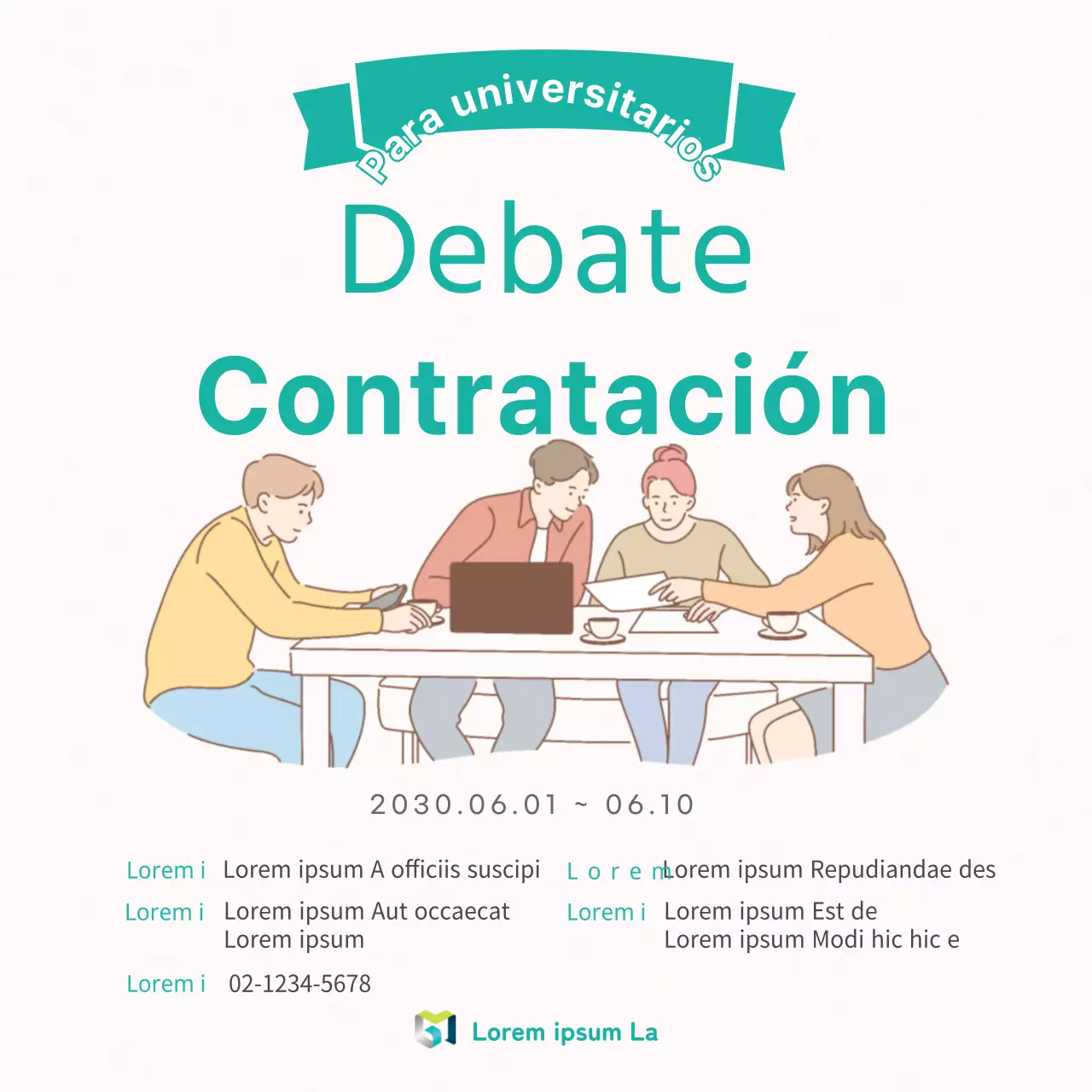Debate universitario Beige y Verde Reclutamiento para el estudio