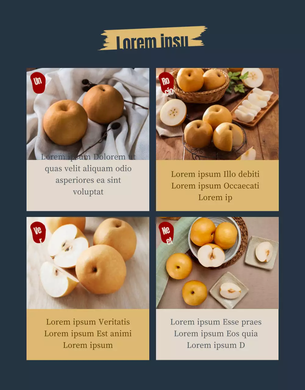 Página de venta de fruta tradicional con textura de papel