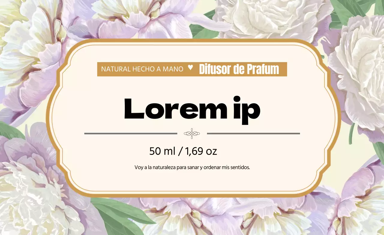 Etiqueta de perfume vintage con ilustración amarilla