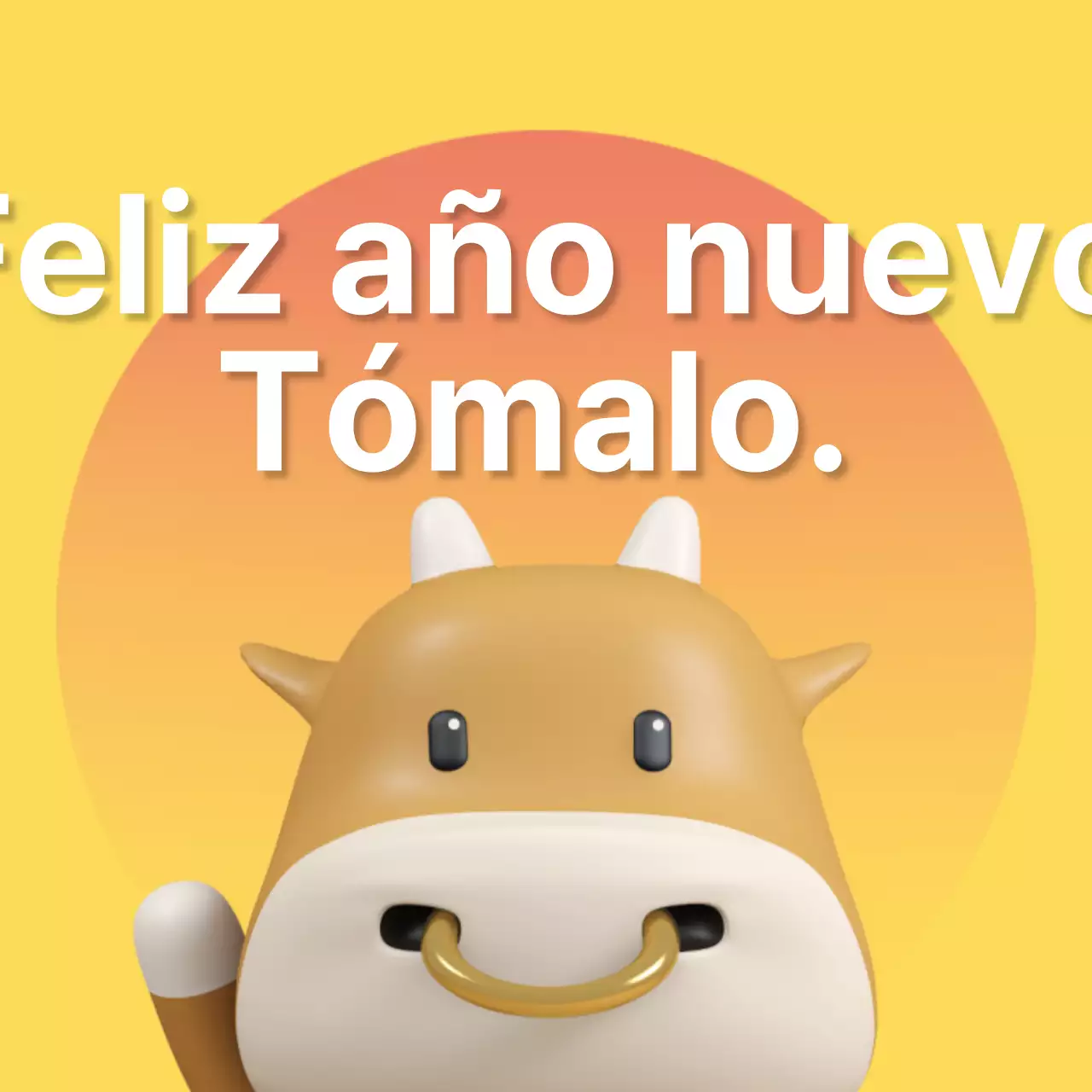 Bonita y sencilla felicitación de Año Nuevo en amarillo