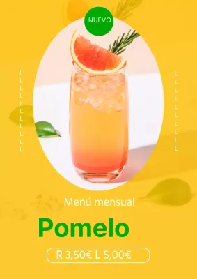 Promocionar una nueva carta de pomelos con un esquema de colores amarillo y verde.