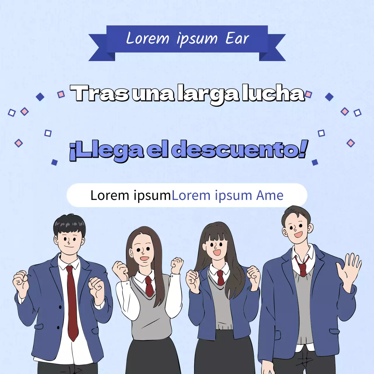 Kitschy azul y azul claro billete de examen anuncio de evento de descuento