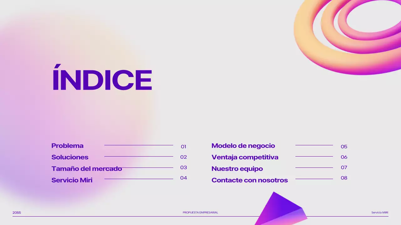 Pitch deck de imágenes en degradado de formas 3D de color púrpura