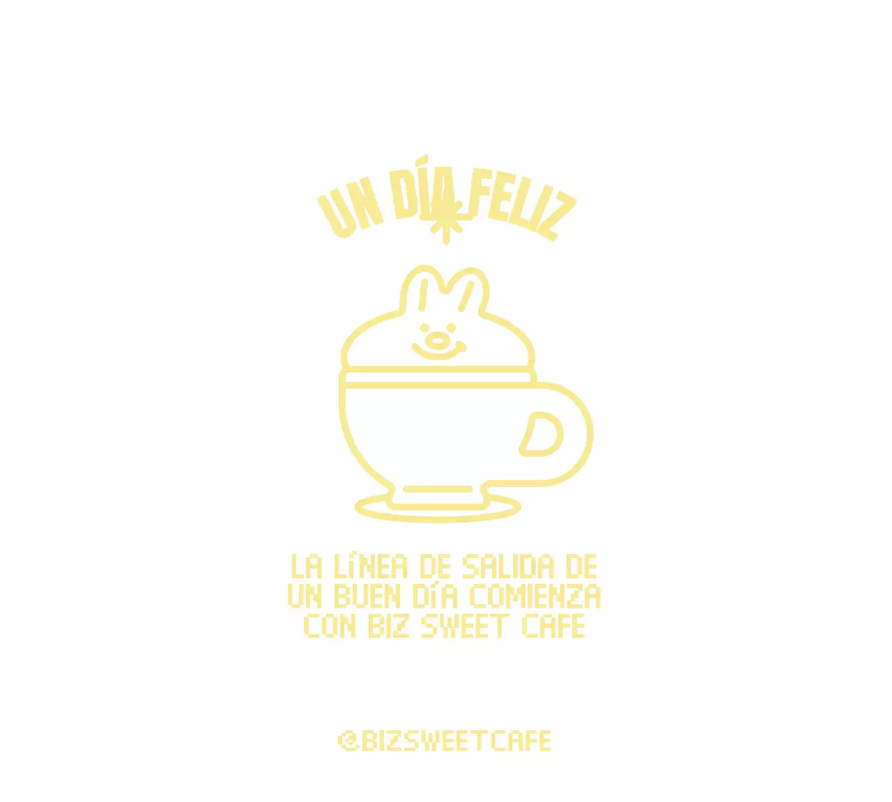 Crema batida estilo conejito en una bonita taza amarilla para Cafegoods