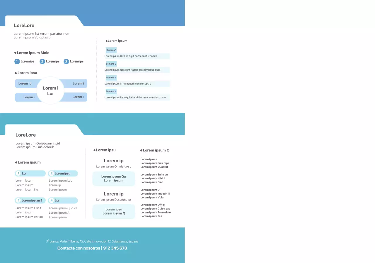 Texto e imágenes sencillas en azul claro para promocionar la academia Lizian School.