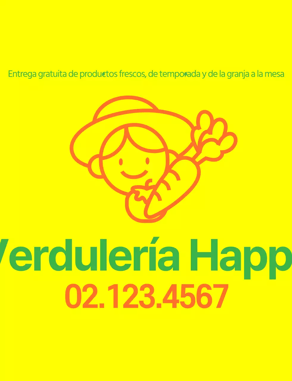 Tienda de verduras chaleco con la ilustración de línea simple en amarillo verde y naranja