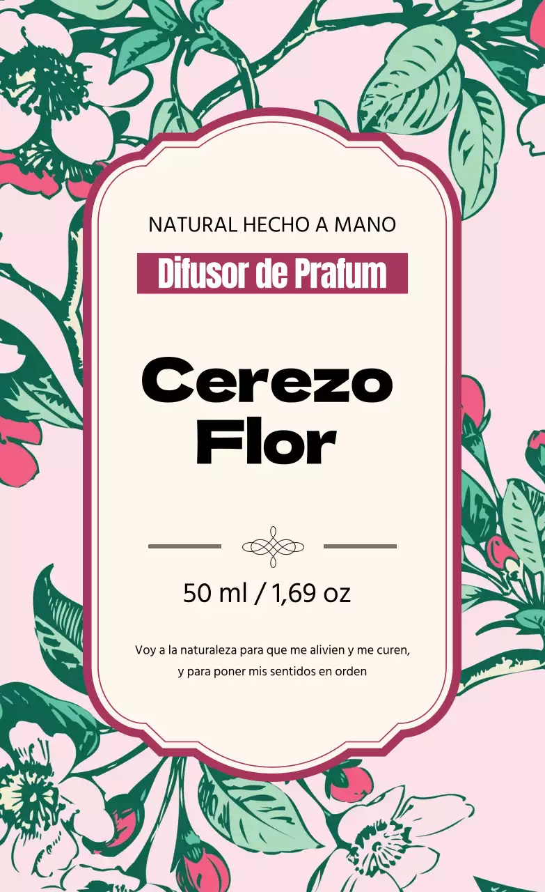 Etiqueta de perfume vintage con ilustración rosa