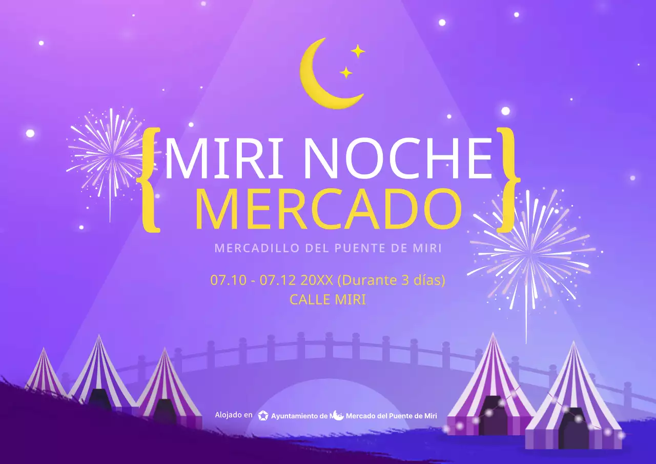 Guía de los mercados nocturnos púrpura y emocional