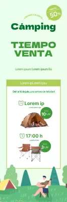 Cartel de venta de camping verde lima