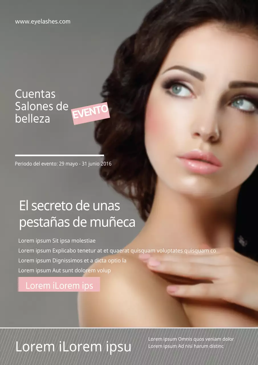 Folleto sencillo de salón de belleza en gris y rosa