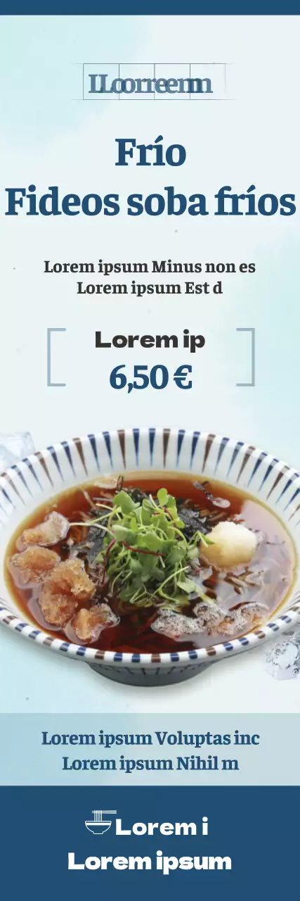 Comida de verano trigo sarraceno frío X-banner en azul claro y azul