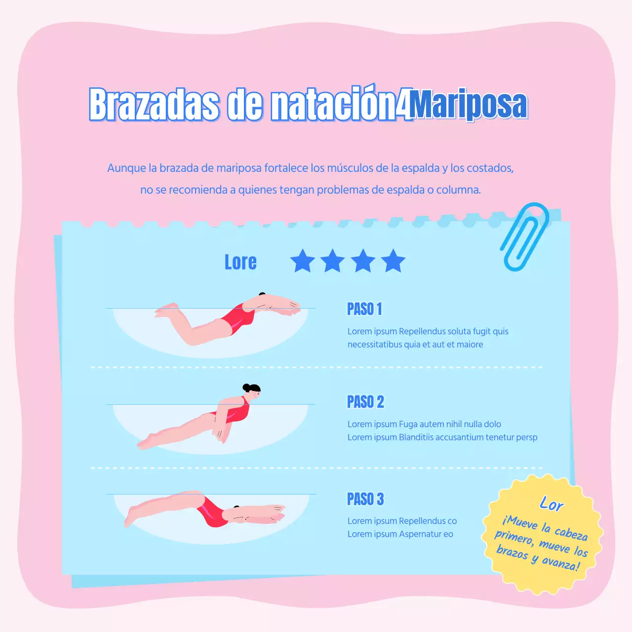 Natación infantil en rosa y azul claro CardNews