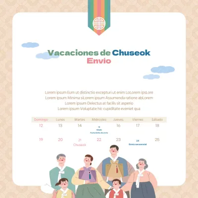Aviso de entrega de las vacaciones de Chuseok con un cálido fondo beige estampado