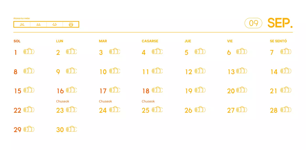 Calendarios naranjas para regalar cuando promocione su estudio de yoga