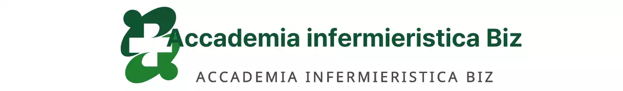 Semplice design promozionale con logo verde e nome della scuola per infermieri