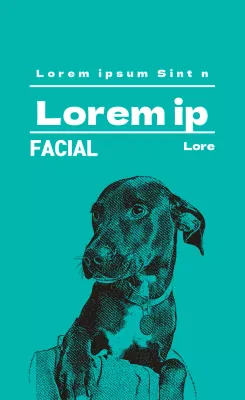 Etiqueta turquesa ilustrada de tienda de mascotas