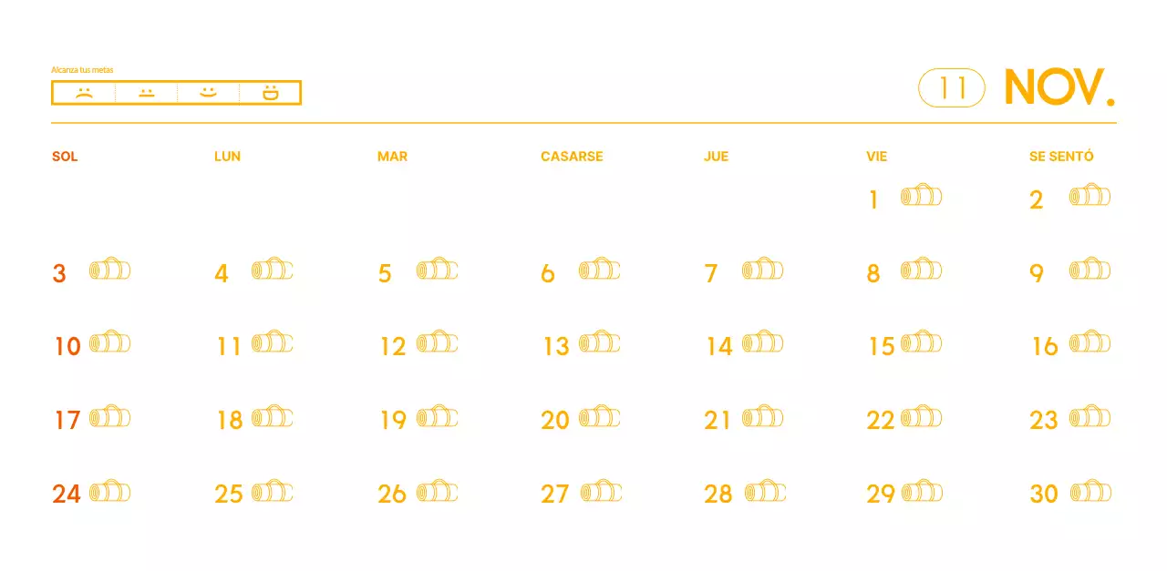Calendarios naranjas para regalar cuando promocione su estudio de yoga