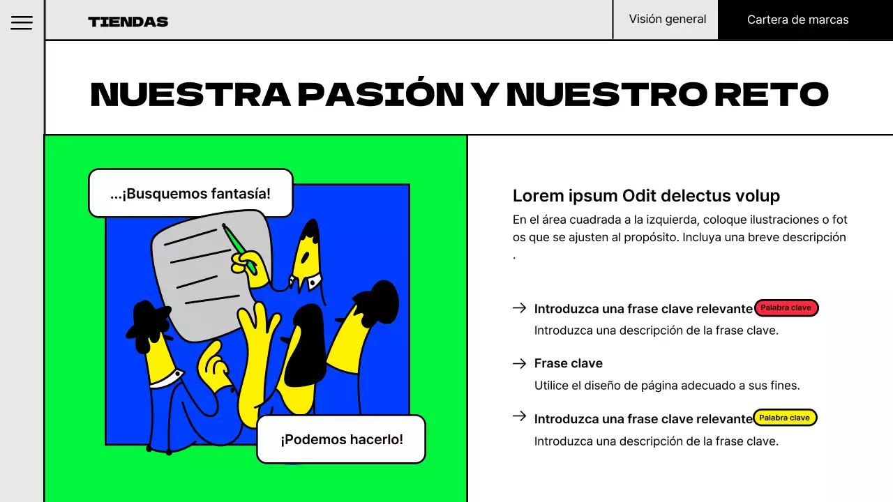 Ilustración pop concepto cartera de marca en colores fluorescentes