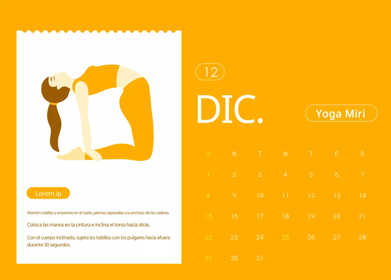 Calendarios naranjas para regalar cuando promocione su estudio de yoga