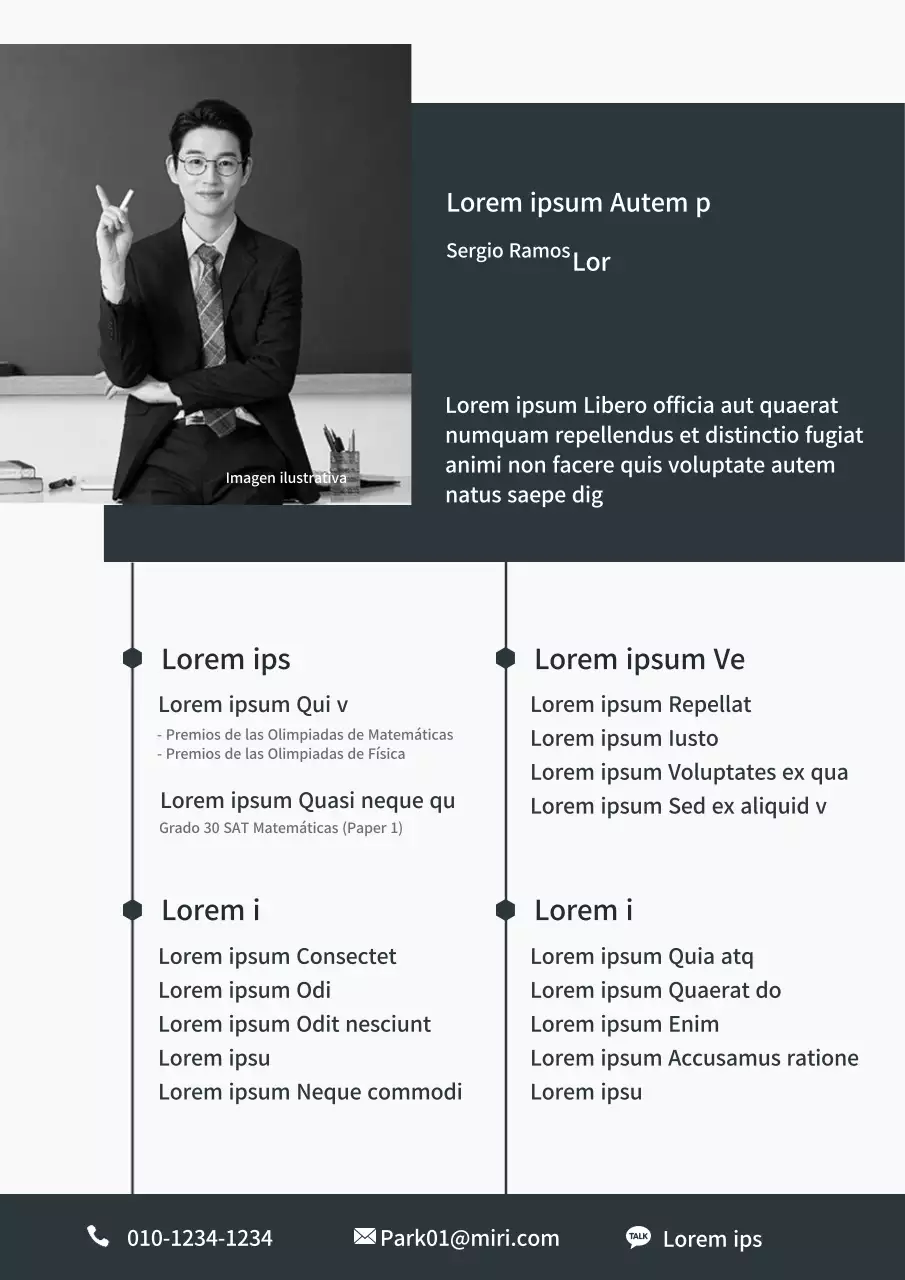 Un currículum de tutor limpio y gris oscuro