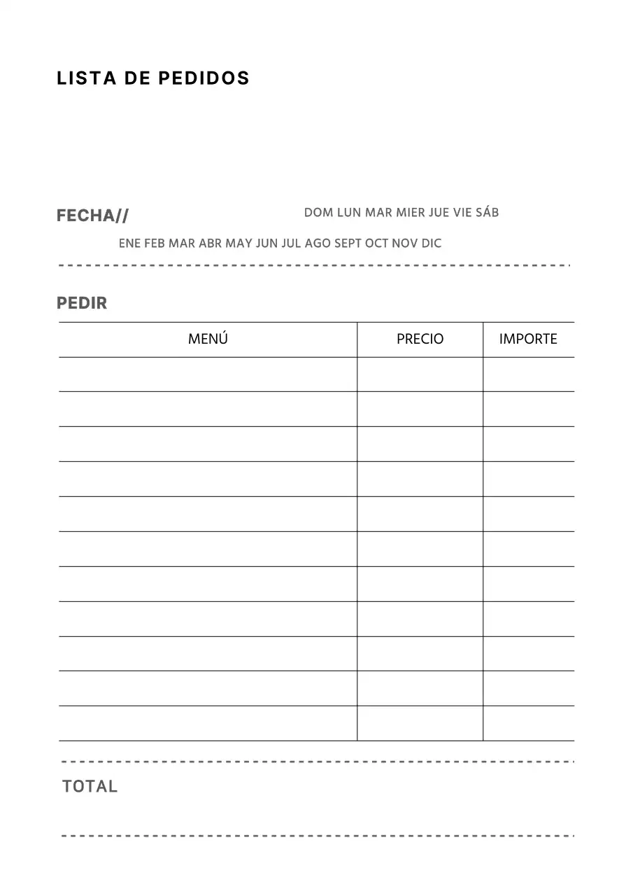 Póster de diseño sencillo de formulario de pedido en blanco