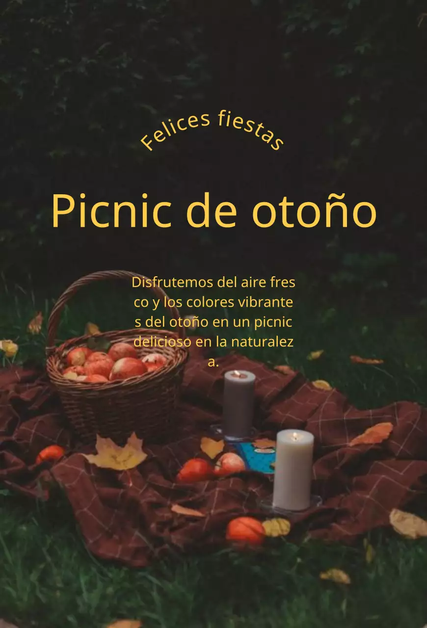 Foto de interior con fondo de picnic otoñal en amarillo