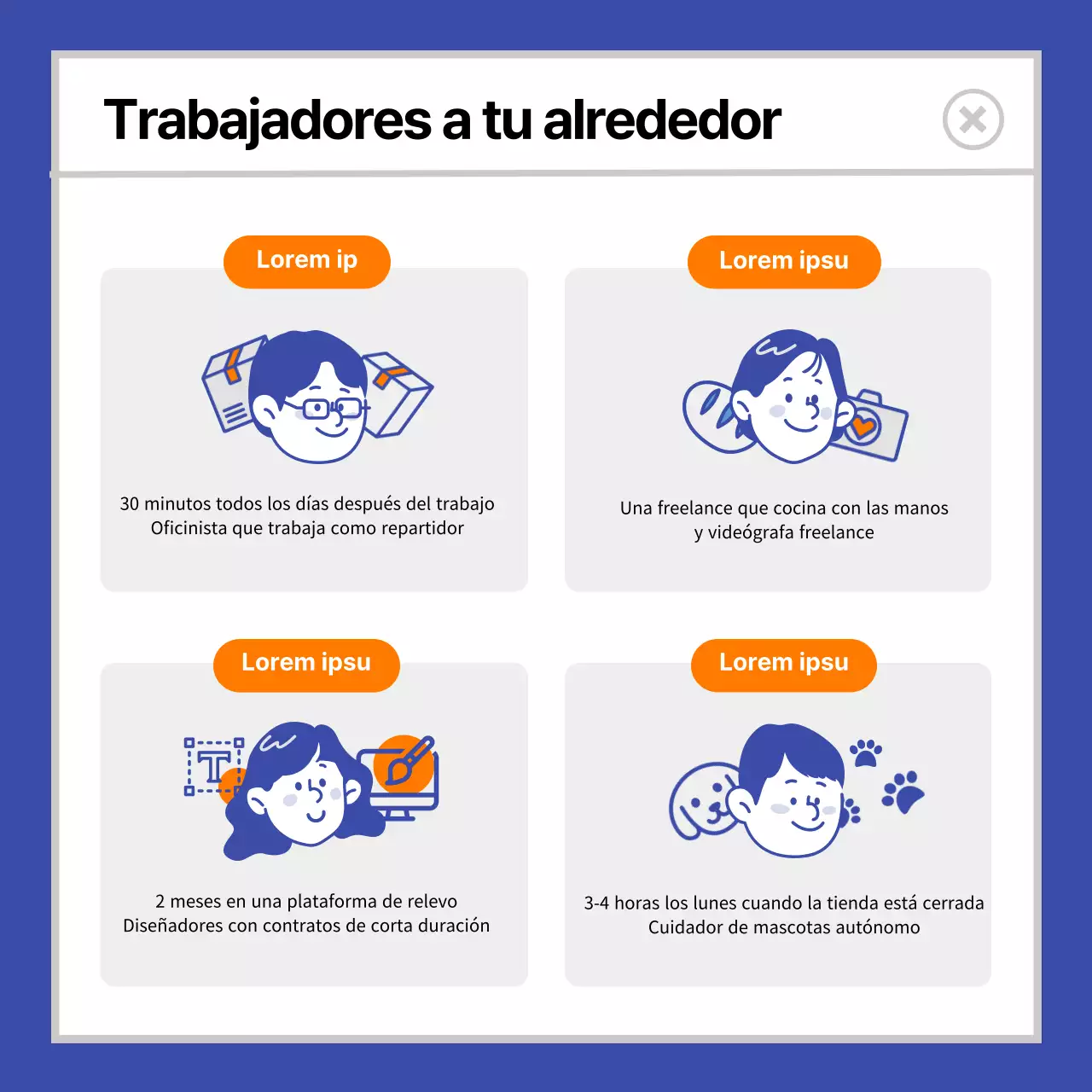 azul naranja bonita ilustración geekworker cardnews