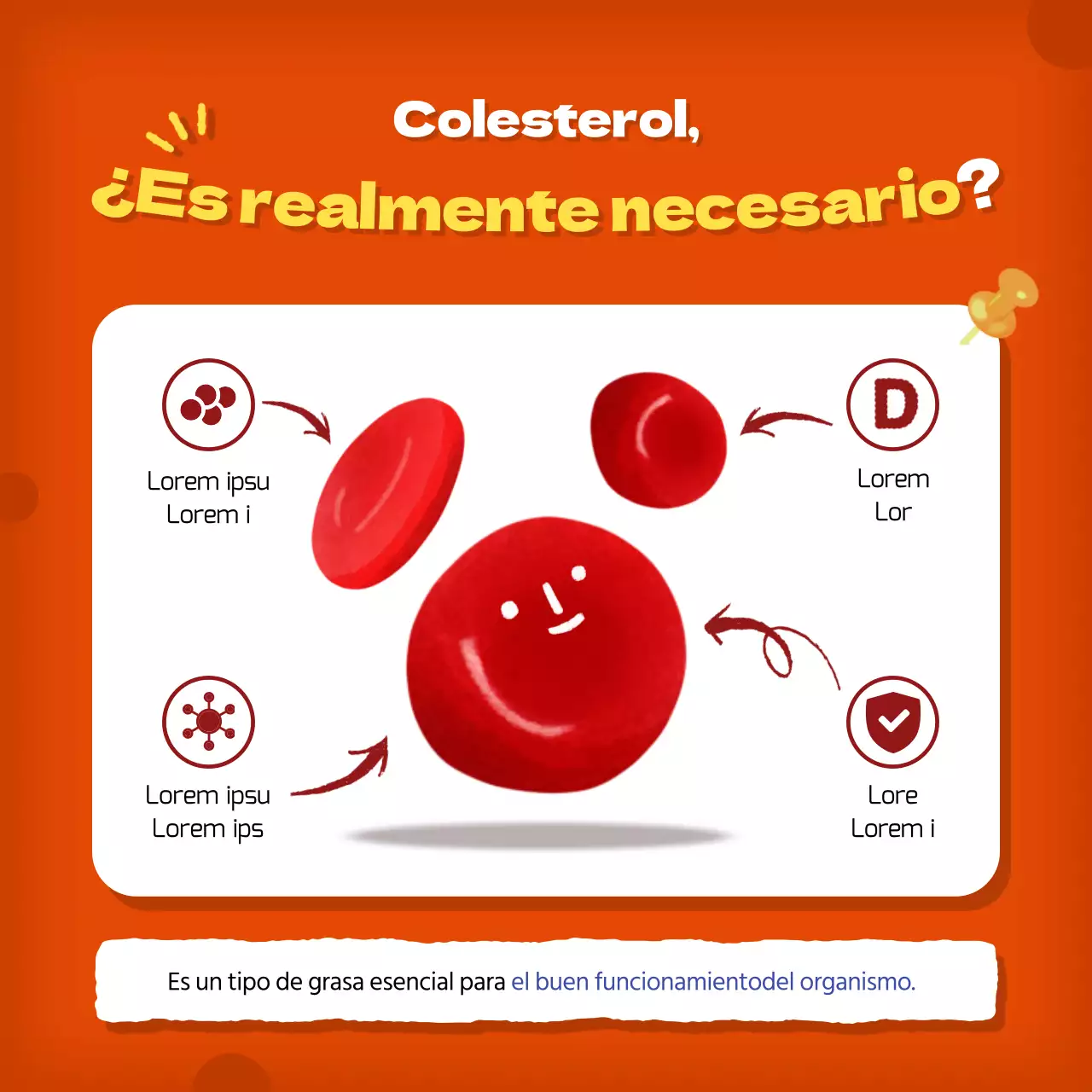 Explique su información sobre el colesterol en bonitos colores naranja y rojo