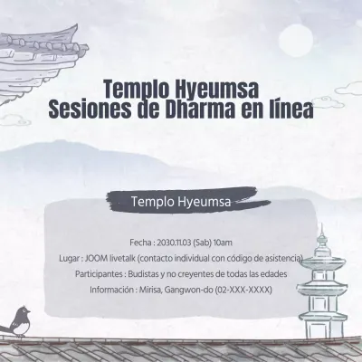 Concepto tradicional gris Aviso de sesión de Dharma en línea