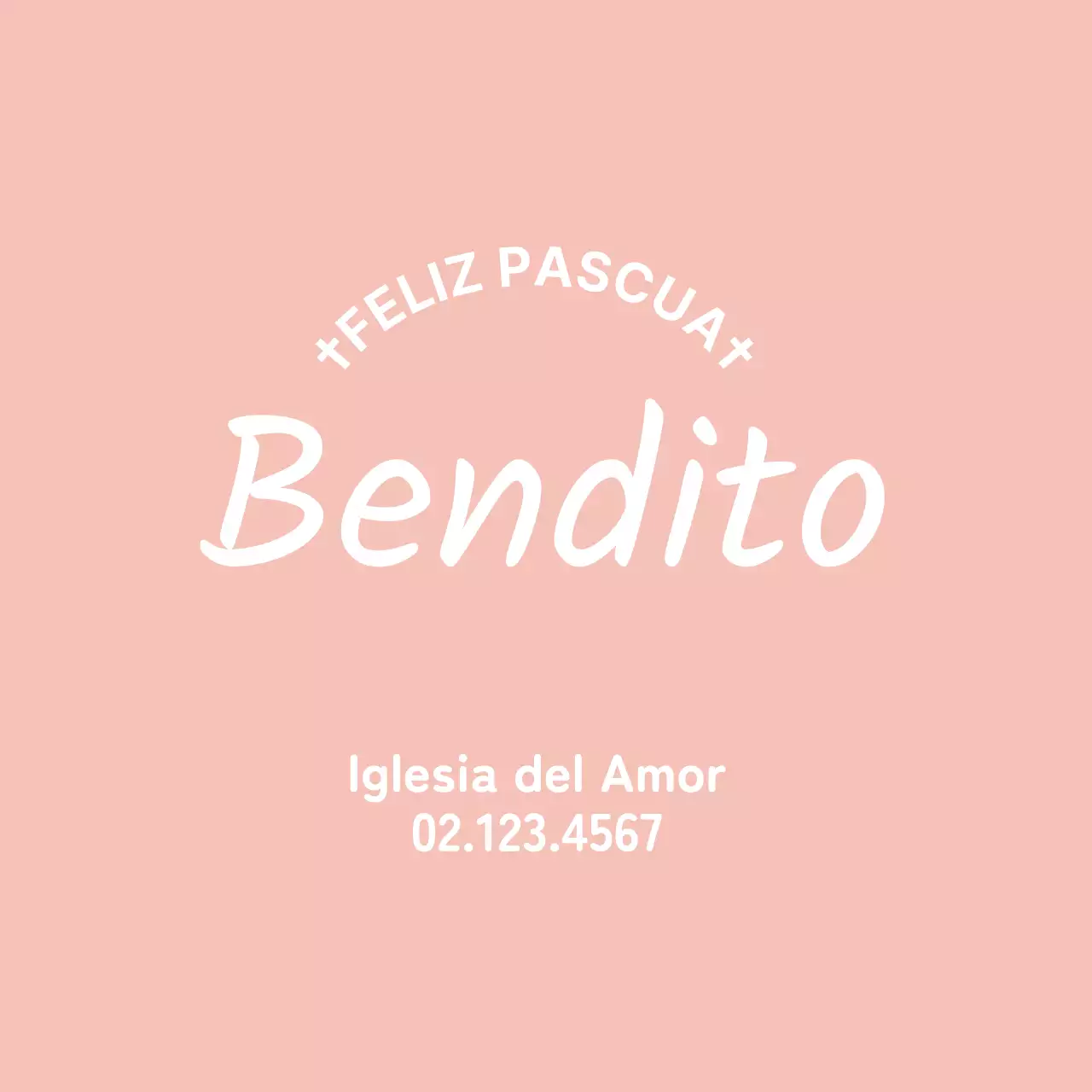 Bonita etiqueta de iglesia con letras rosas