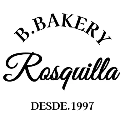 El nombre de una panadería con texto en cursiva negra y cursiva inglesa